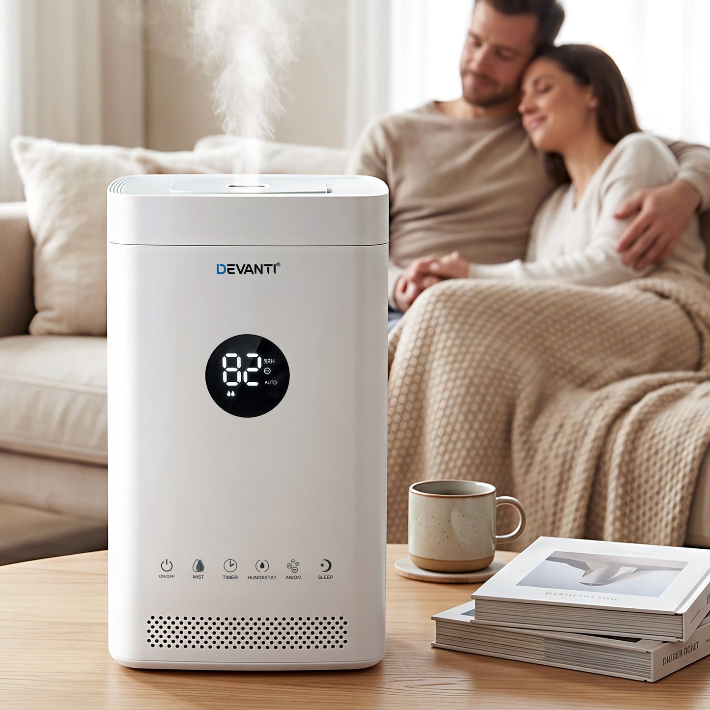 Devanti Ultrasonic Humidifier Air Purifier Top Fill Auto Humidity 3.5L White