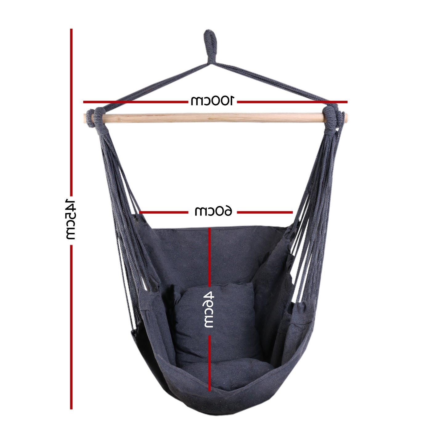 Gardeon Hammock Chair Outdoor Camping Hanging Hammocks Cushion Pillow Grey
