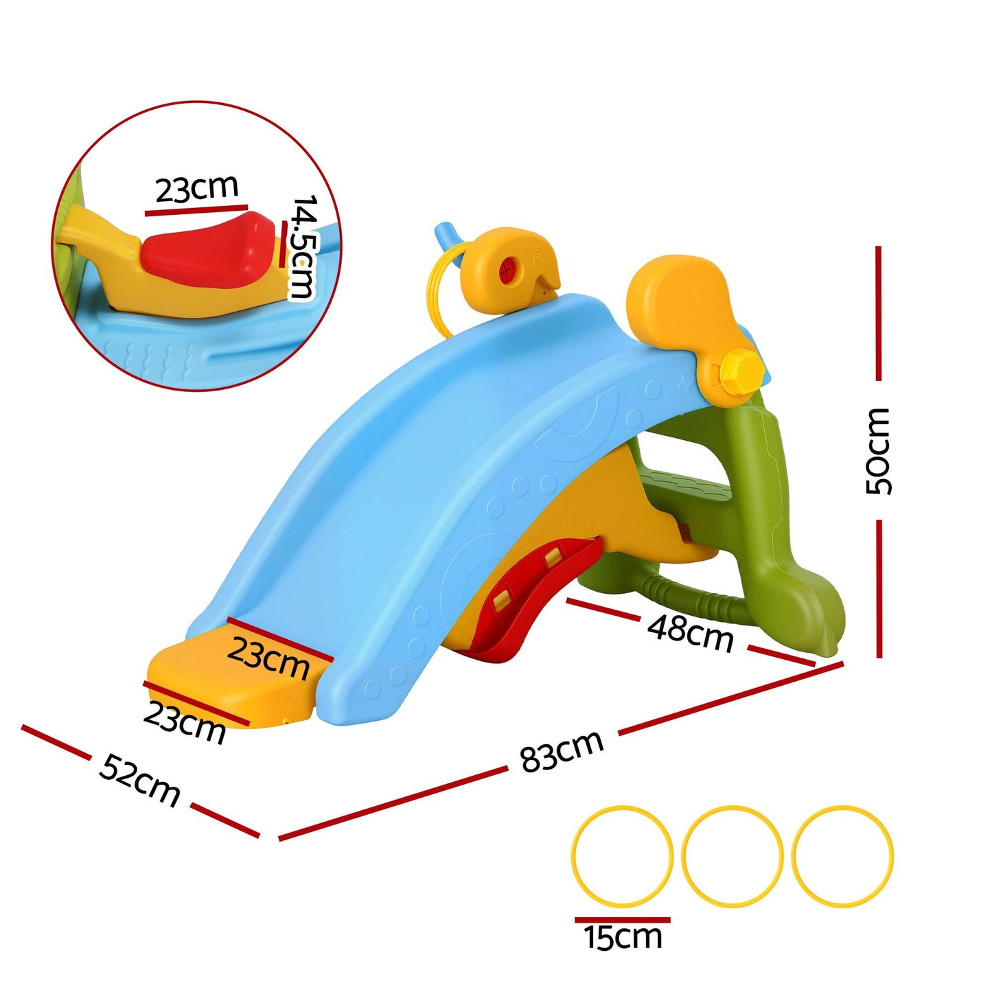 Keezi Kids Slide Set Toddler Indoor Playset Rocking Horse Ring Toss Multi Colour