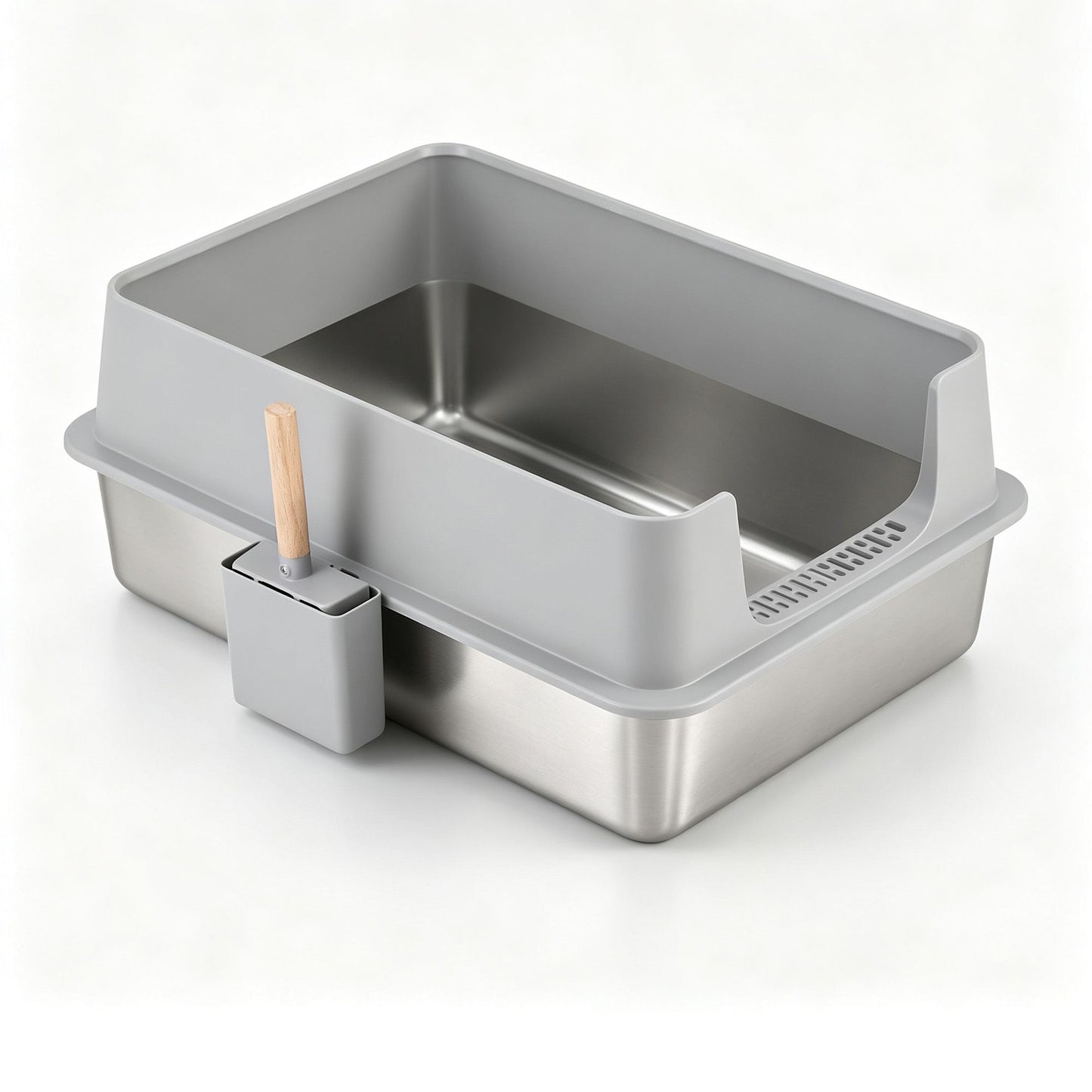 i.Pet XXL Cat Litter Box Stainless Steel Jumbo Semi-Enclosed Pet Kitty Toilet Grey