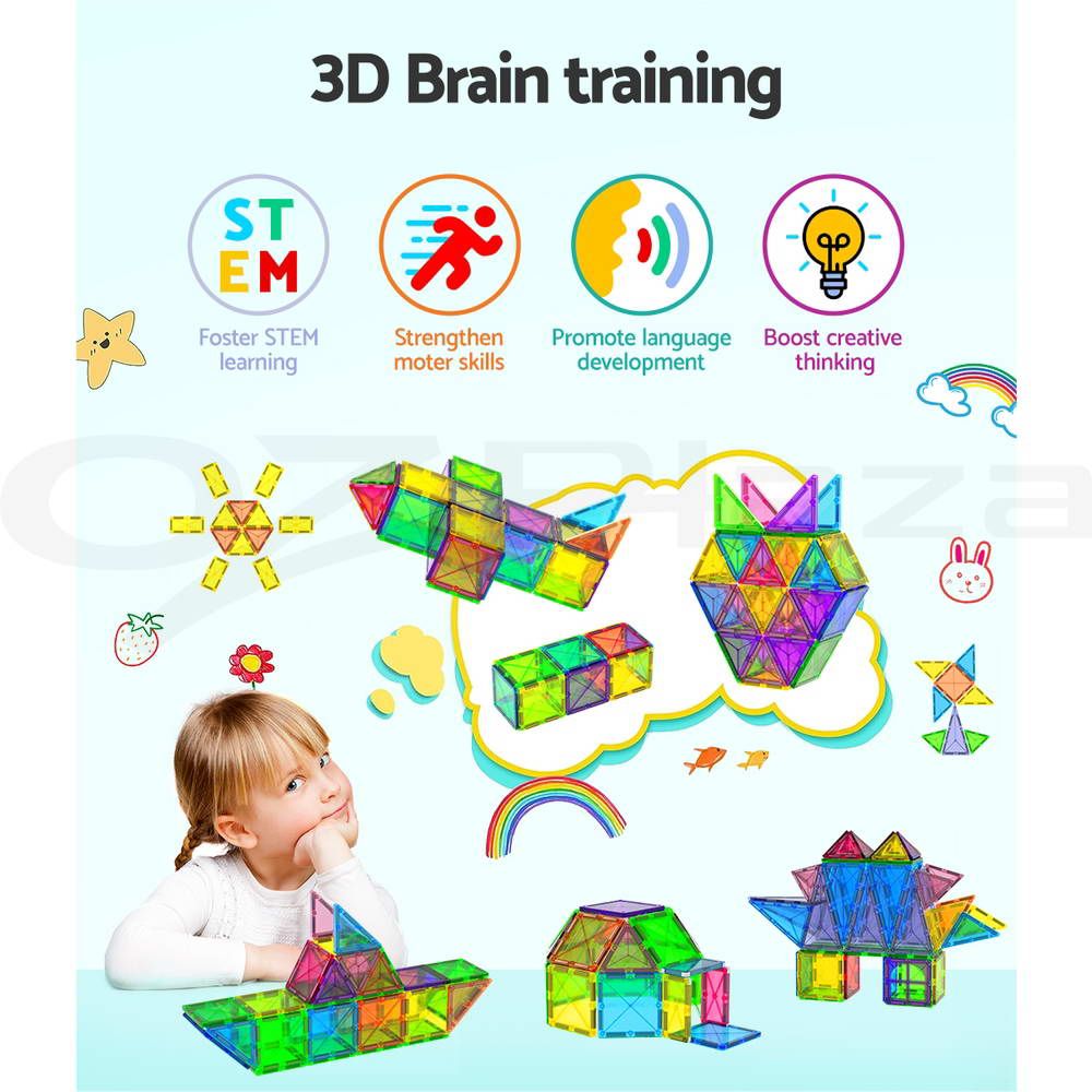 Keezi 100pcs Kids Magnetic Tiles Blocks Building Educational Toys Children Gift