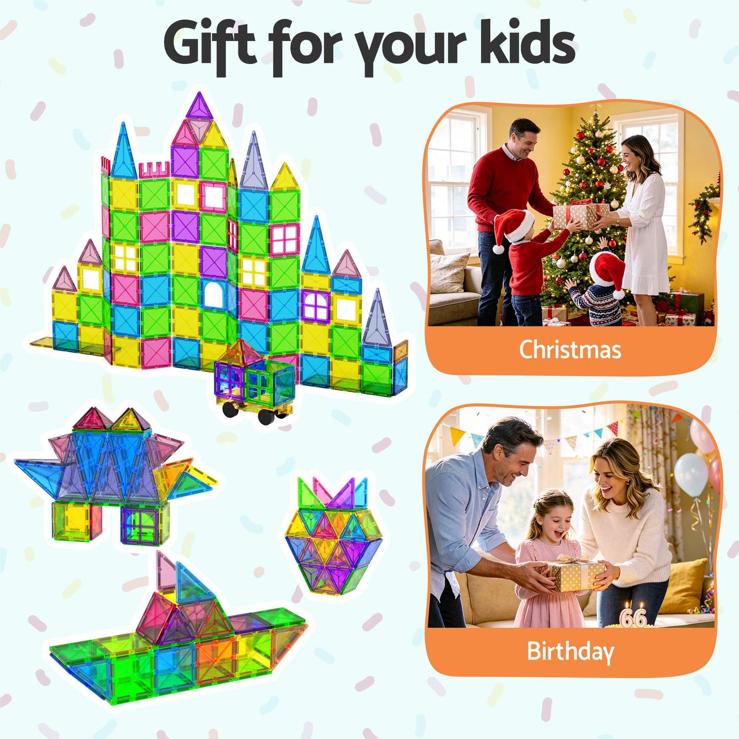 Keezi 120pcs Kids Magnetic Tiles Blocks Building Educational Toys Children Gift