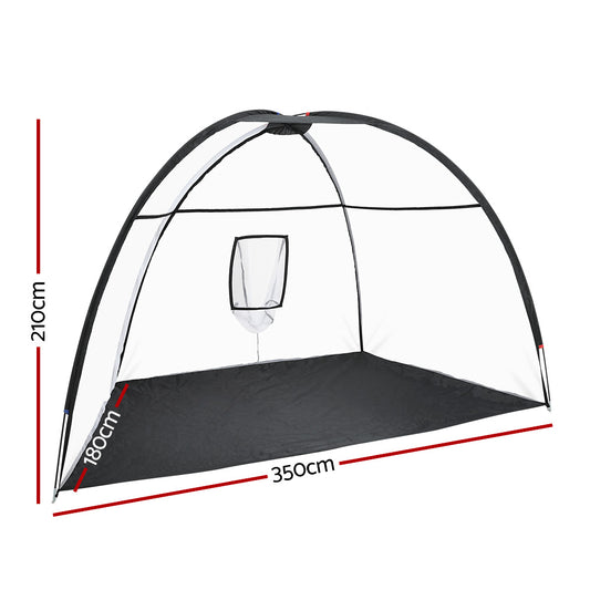 Black Everfit 3.5m Portable Golf Practice Net with dimensions - Oz Online Deals