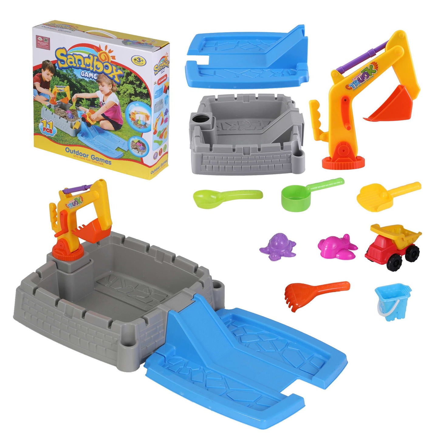 Keezi 2-in-1 Kids Sandpit Water Table Working Excavator Digger Sensory Play Toys