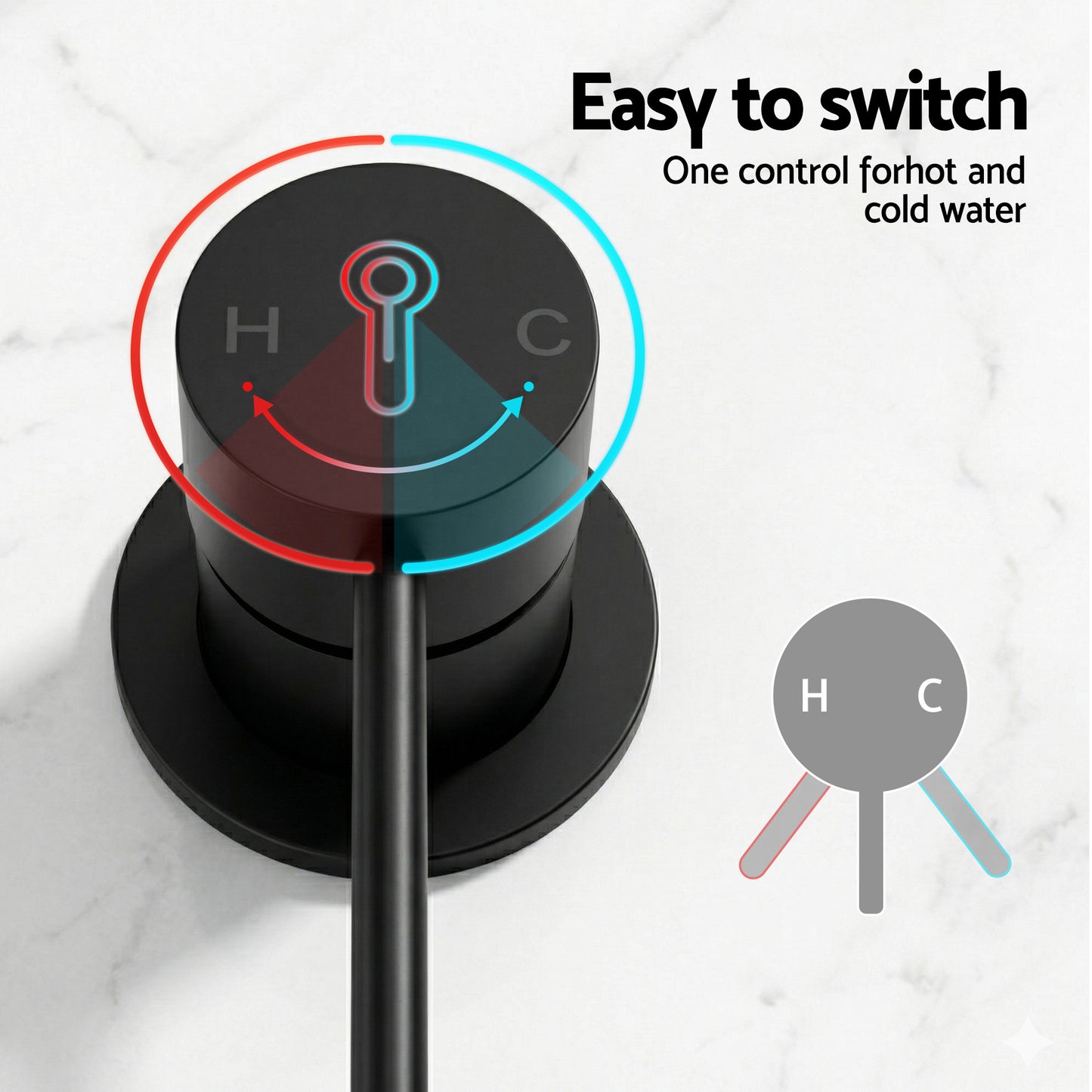 Cefito 4.5" Handheld Shower Head Round with Wall Bathroom Mixer