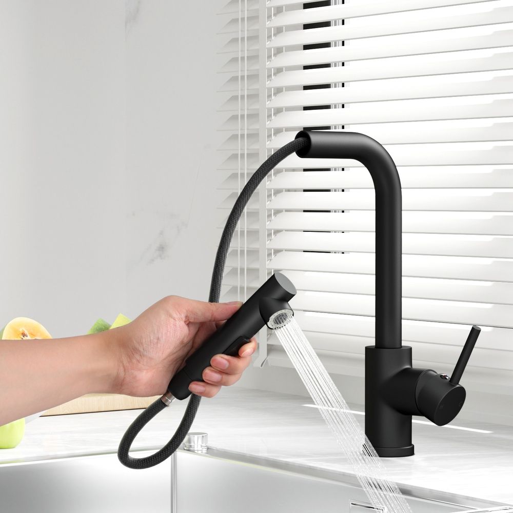 Cefito Kitchen Mixer Tap Pull Out Rectangle 2 Mode Sink Basin Faucet Swivel WELS Black