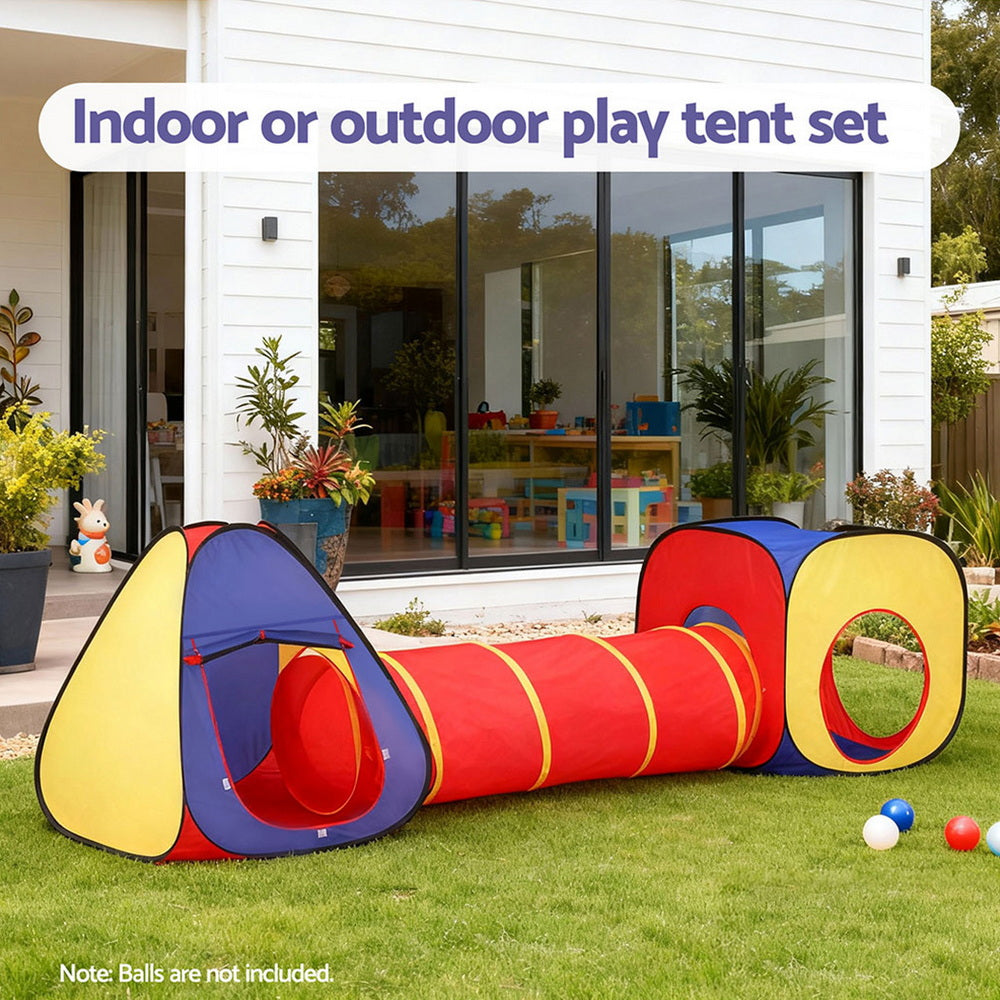 Keezi Kids Playhouse Play Tent Pop Up Teepee Castle Crawl Tunnel Outdoor Indoor Toys Children Gift