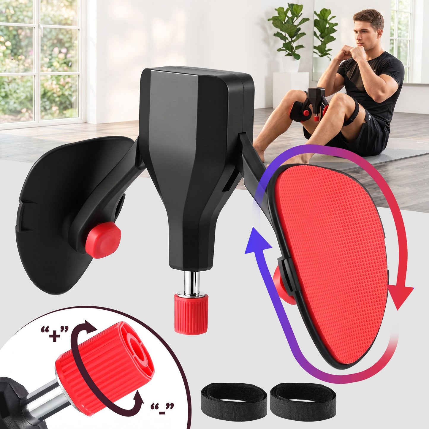 Everfit Pelvic Floor Exerciser Inner Thigh Kegel Trainer 35KG 360 Adjustable Men Women Black & Red