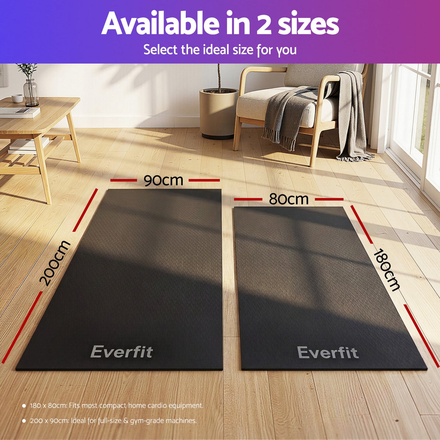 Everfit Exercise Equipment Mat Treadmill Floor Rug Home Gym Bike Fitness Yoga 2M