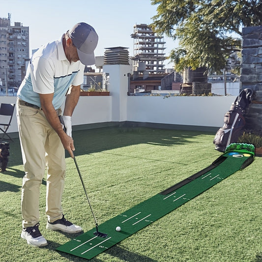 Golf Putting Mat Set with Ball Return System
