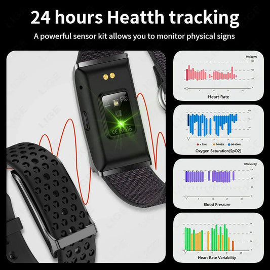 Smart Fitness Bracelet with 24H Heart Rate Black