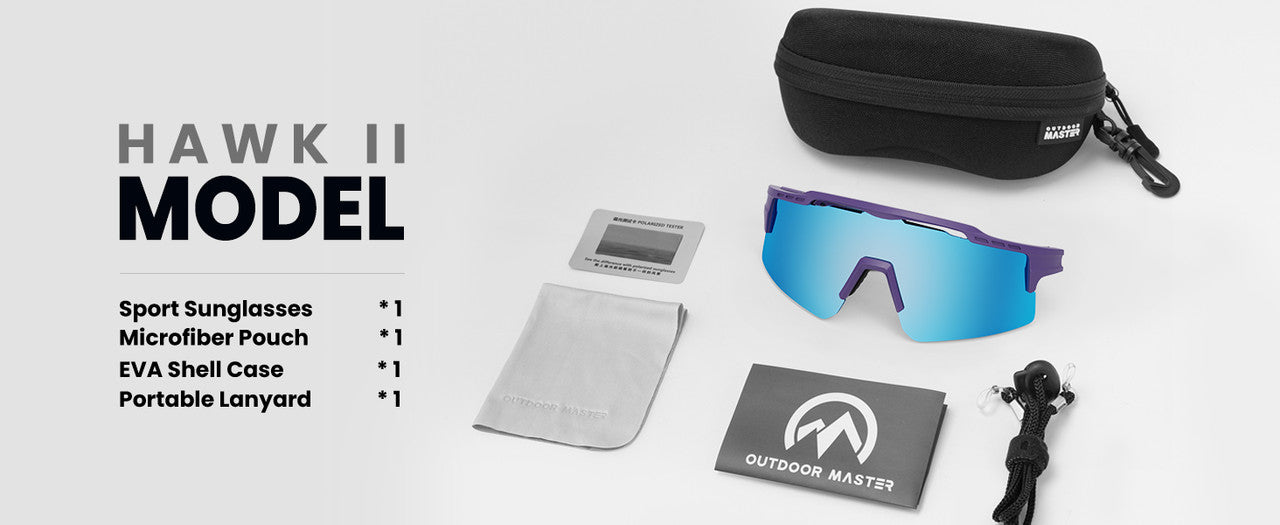 OutdoorMaster Hawk II Polarized Sports Sunglasses for Men Women, TAC 100% UV400 Protection TR90 Frame Cycling Sunglasses, Baseball Running Fishing Golf Glasses-White Frame+revo Blue Cat.3