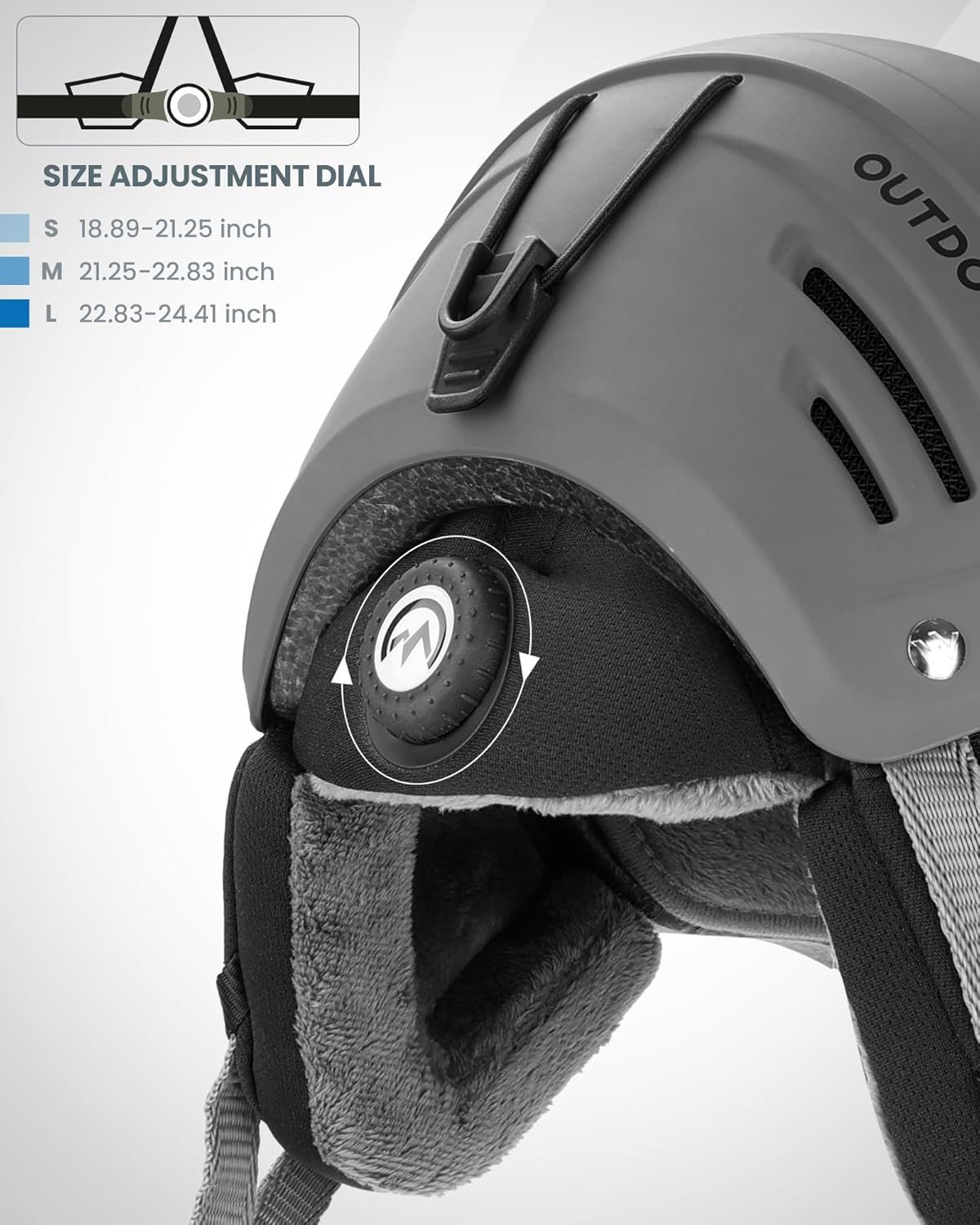 OutdoorMaster Kelvin II Ski Snow Sport Helmet | Adjustable Dial Fit Snowboard Helmet for Men Women & Youth,ASTM Certified,14 Vents-Matte Gray-M