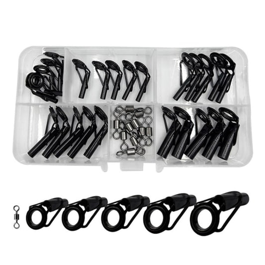 Fishing Rod Repair Kit 35pcs Alconite Ceramic Guide Rings Rod Eye Guides Wear-Resistant Compatible with Various Brands