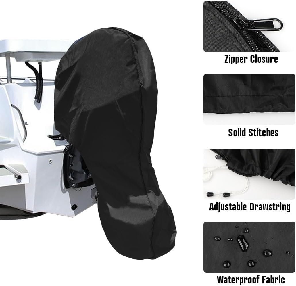 600D Oxford Cloth Outboard Motor Cover, Waterproof UV Resistant Boat Engine Protective Cover for Yacht Fishing Boat（20-30HP）