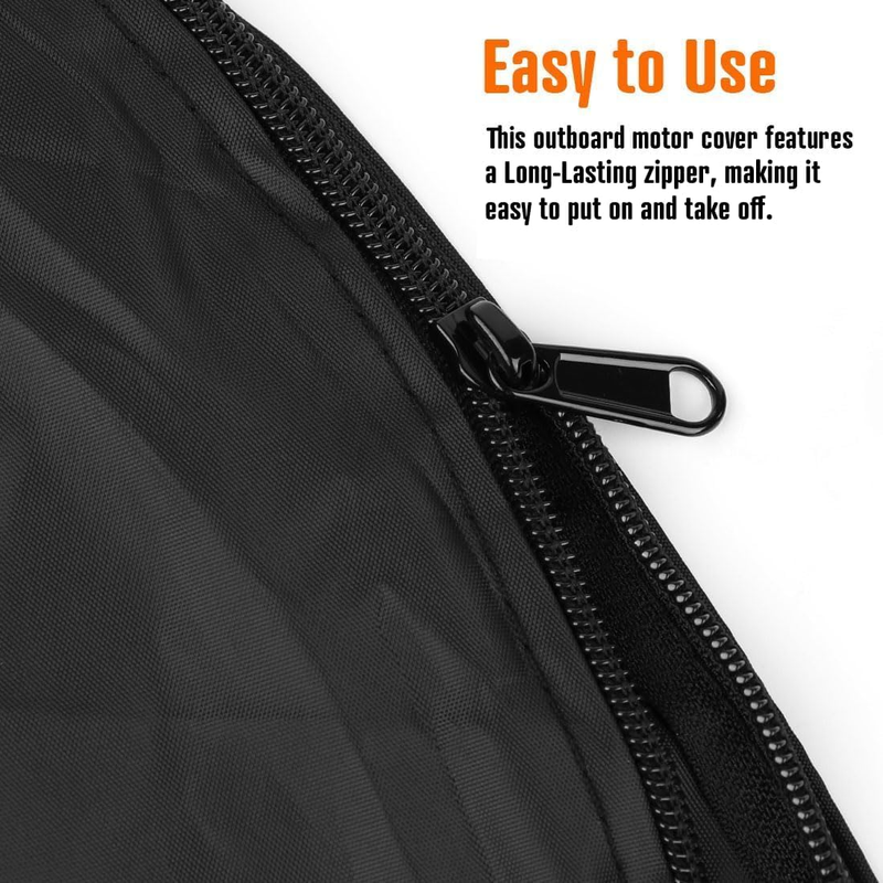 600D Oxford Cloth Outboard Motor Cover, Waterproof UV Resistant Boat Engine Protective Cover for Yacht Fishing Boat（100-150HP）