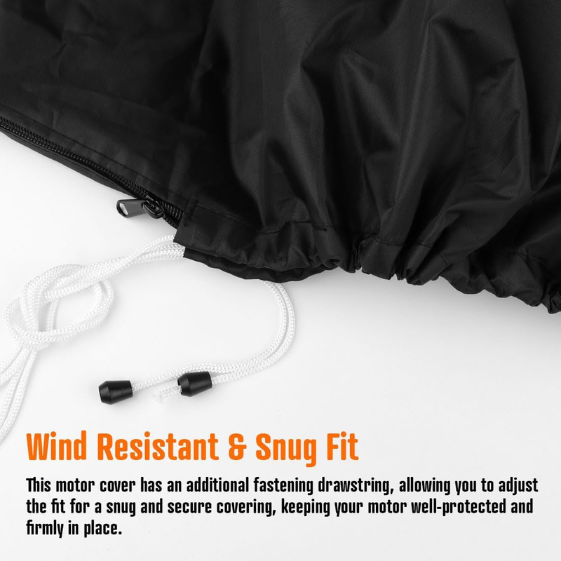 600D Oxford Cloth Outboard Motor Cover, Waterproof UV Resistant Boat Engine Protective Cover for Yacht Fishing Boat（100-150HP）