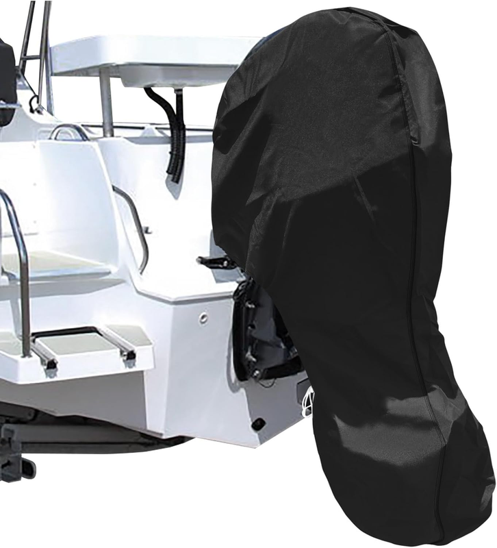 600D Oxford Cloth Outboard Motor Cover, Waterproof UV Resistant Boat Engine Protective Cover for Yacht Fishing Boat（175-225HP）