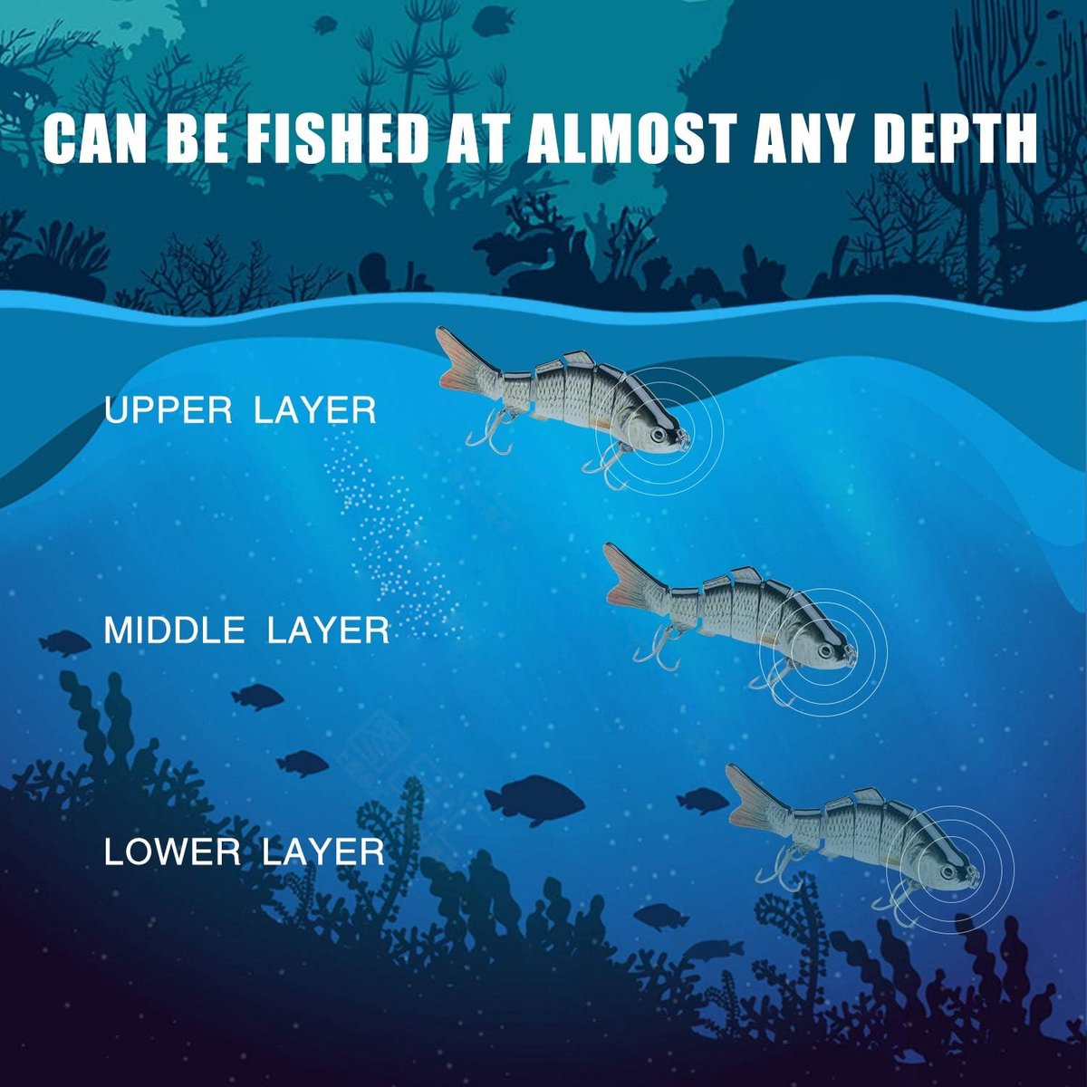 3-Piece Artificial Lure Set - Fishing Bait - Crankbait - Hook Plugs - Artificial Lures - Rubber Fish - for slow-sinking, gliding, and swimming, realistic artificial lures, suitable for saltwater and freshwater trout, sea bass, pike, zander, blue perch, an