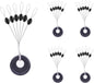 240 Pieces Middle-Sized Fishing Rubber Bobber Beads Stoppers 6 in 1 Black Float Sinker Stops