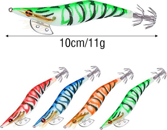 Shrimp Lure Box - 4-Pack - Glowing Shrimp Lure - Squid and Shrimp Lure - Night Fishing - Shrimp Lure - Fluorescent Artificial Fish Lure - Super Realistic