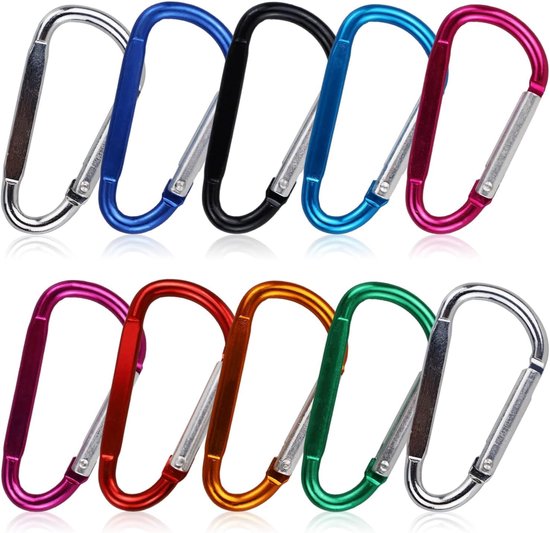 10-Pack Carabiners - D-Ring Clamps - Durable Keychains - Camping Accessories - Suitable for Outdoor Fishing - Hiking - Backpacks