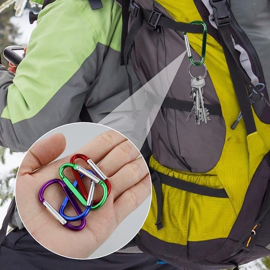 10-Pack Carabiners - D-Ring Clamps - Durable Keychains - Camping Accessories - Suitable for Outdoor Fishing - Hiking - Backpacks