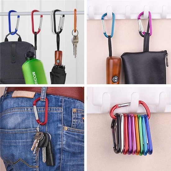 10-Pack Carabiners - D-Ring Clamps - Durable Keychains - Camping Accessories - Suitable for Outdoor Fishing - Hiking - Backpacks