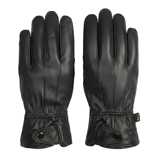 ! Mens Gloves，Gloves for Men，Mens Winter Gloves，Mens Leather Gloves Mens Winter Black Leather Gloves for Driving Dress Real Sheepskin Leather Warm Fleece Lined Gloves- 23*12cm Black