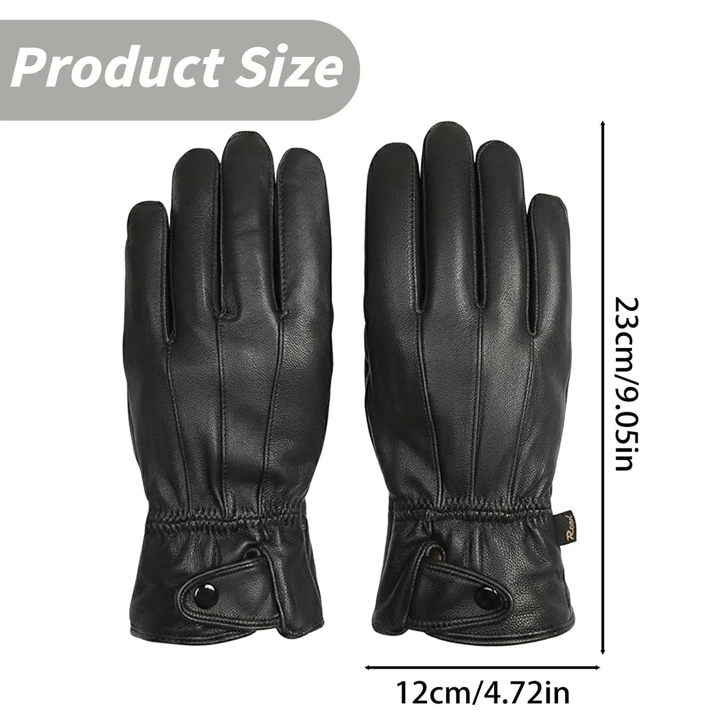 ! Mens Gloves，Gloves for Men，Mens Winter Gloves，Mens Leather Gloves Mens Winter Black Leather Gloves for Driving Dress Real Sheepskin Leather Warm Fleece Lined Gloves- 23*12cm Black