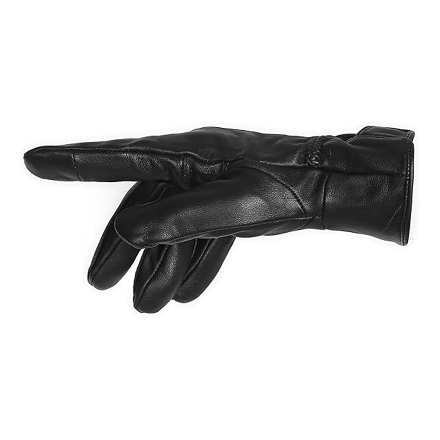 ! Mens Gloves，Gloves for Men，Mens Winter Gloves，Mens Leather Gloves Mens Winter Black Leather Gloves for Driving Dress Real Sheepskin Leather Warm Fleece Lined Gloves- 23*12cm Black
