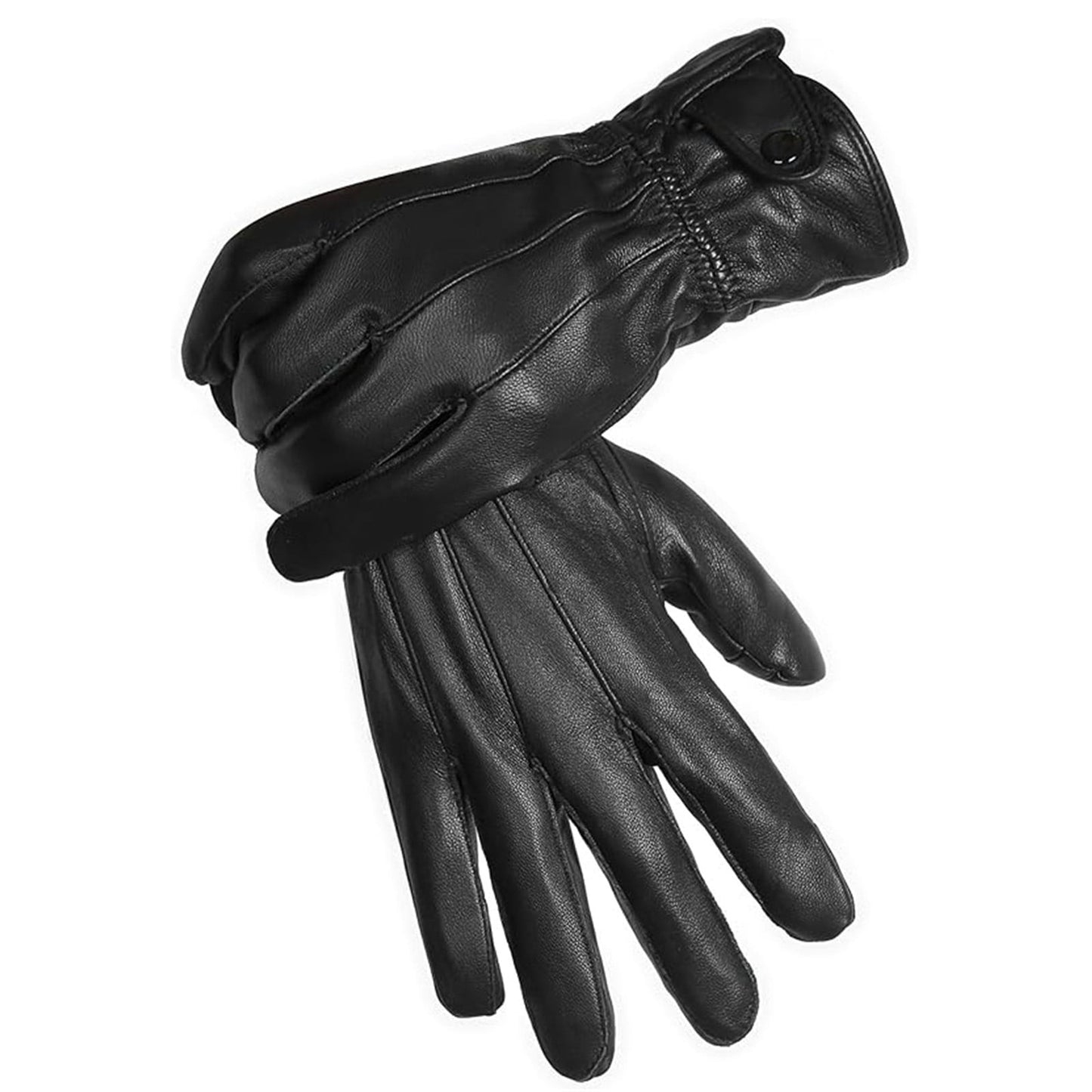 ! Mens Gloves，Gloves for Men，Mens Winter Gloves，Mens Leather Gloves Mens Winter Black Leather Gloves for Driving Dress Real Sheepskin Leather Warm Fleece Lined Gloves- 23*12cm Black