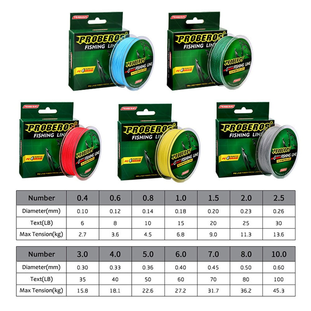 Fankenuo Outdoor Fishing Line, 5 Colors, Strong And For Durable 3.0/35LB Green 1.0/15LB Red