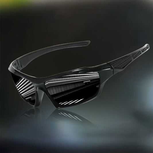Polarized Sports Sunglasses for Men, Wrap Around UV Protection for Cycling, Fishing Driving Outdoor Activities, Windproof Mountaineering Skiing Goggles Black