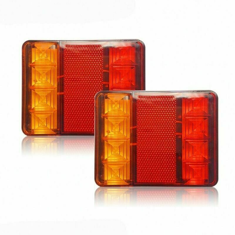 2 Pcs 8 LED Trailer Tail Lights E8 Approved IP65 Waterproof, 120 x 95 x 2