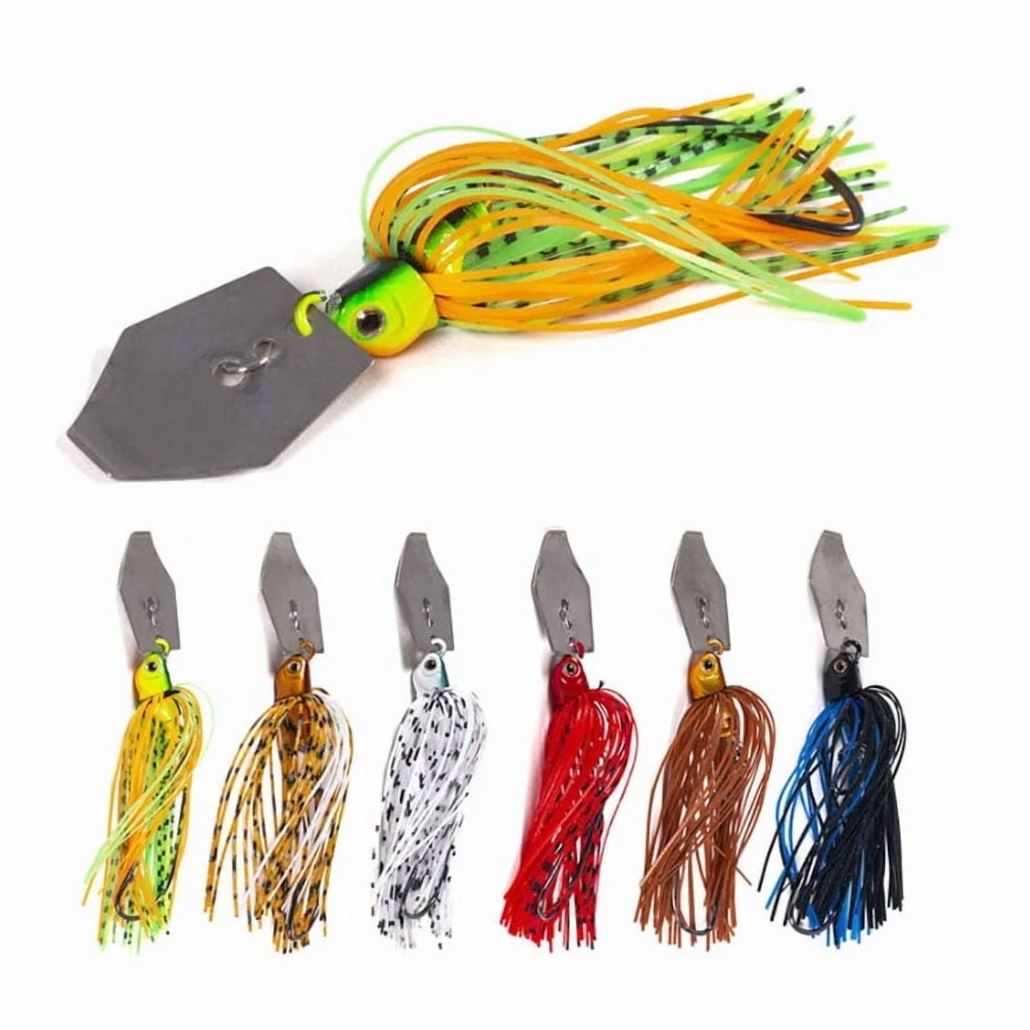2 of 6 Pcs/lot Artificial Fishing Lures s 10cm11g Chatterbait Spinner Bait Blade Jig Dancer Buzzbait Wobbler Fishing Accessorie 6 Pcs mix