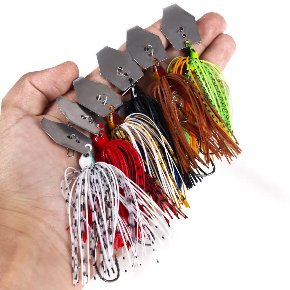 2 of 6 Pcs/lot Artificial Fishing Lures s 10cm11g Chatterbait Spinner Bait Blade Jig Dancer Buzzbait Wobbler Fishing Accessorie 6 Pcs mix