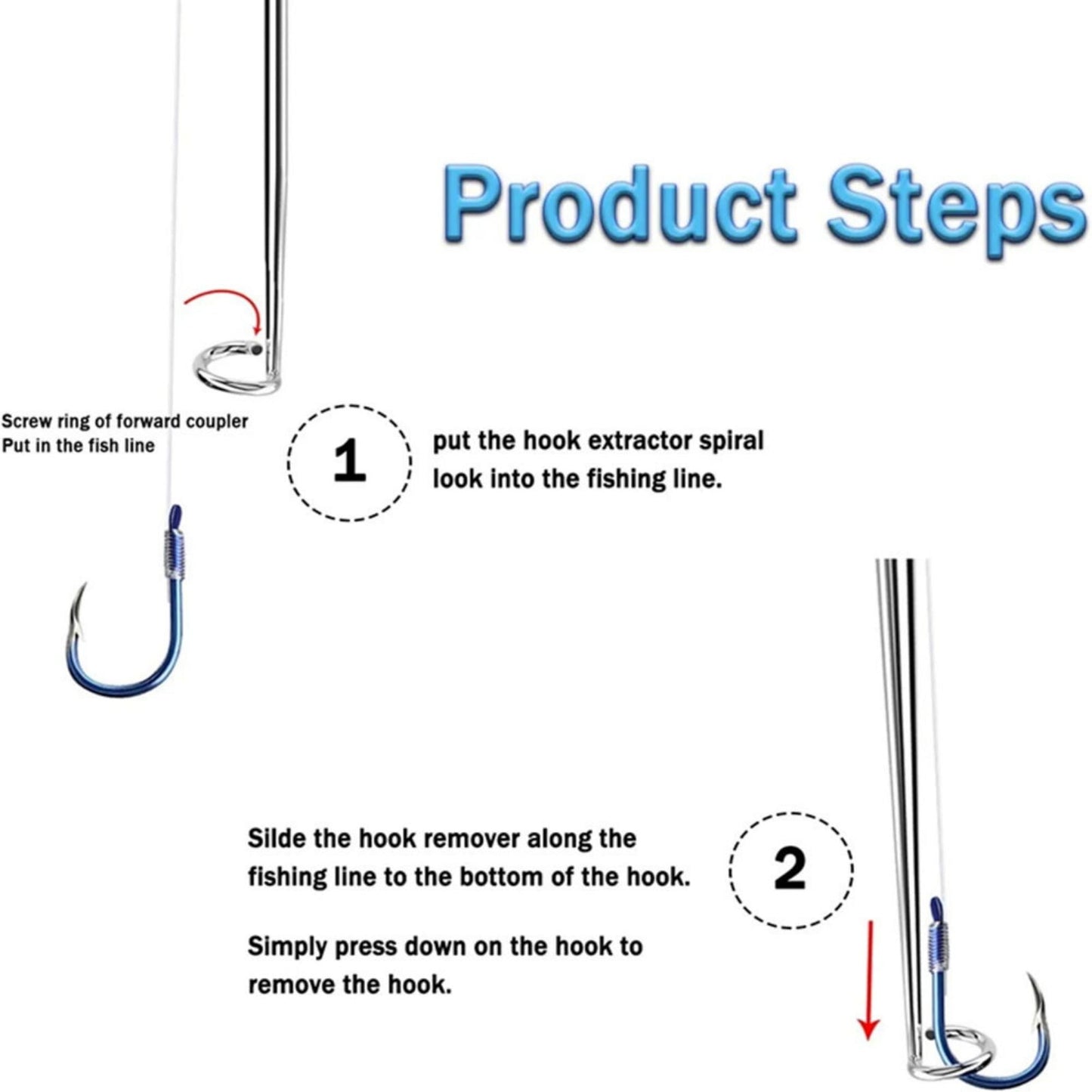 Fishing Hook Remover Tool,Stainless Steel Hook Extractor Set for Deep Throat Fish, Safe & Easy Unhooking,Multi-Purpose Fishing Gear for Bass, Trout, Camping & Outdoor Activities Red