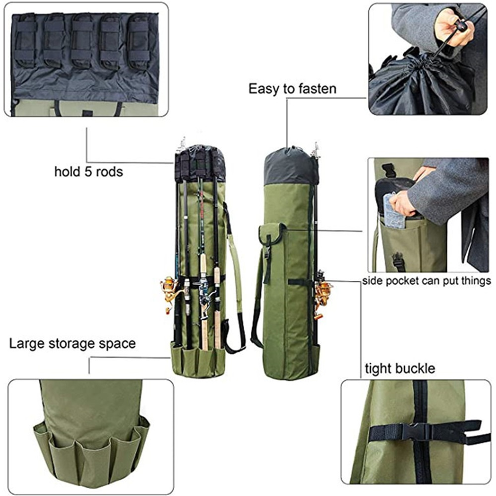 600D Oxford Fabric Fishing Rod Carrier - Pole Bag Reel Organizer Case Storage for Gear, Travel - Gifts for Men, Family（olive drab）Excluding fishing rod