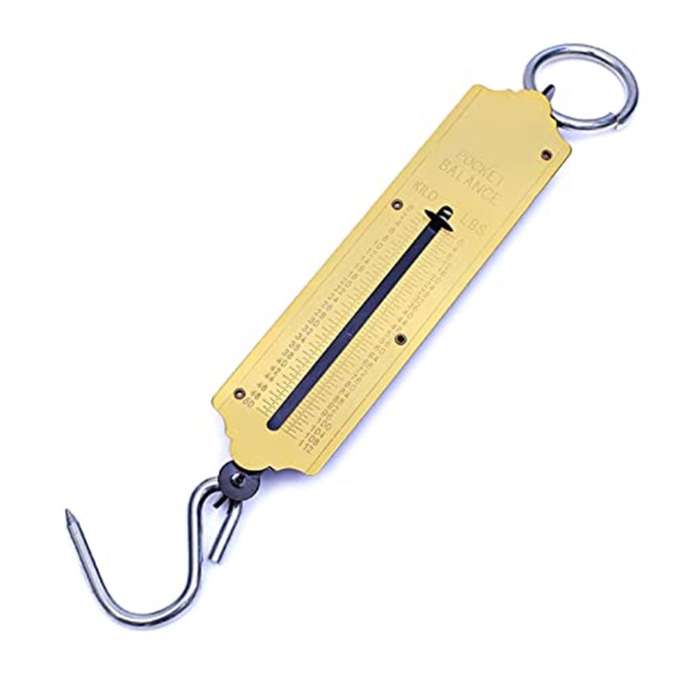 Pocket Spring Balance | max. 50 kg Fishing Scale with Hook Portable Mechanical Luggage Scale Weight Scale Auto-Off Function for Household, Shops, Luggage, Travel, Fishing, Outdoors