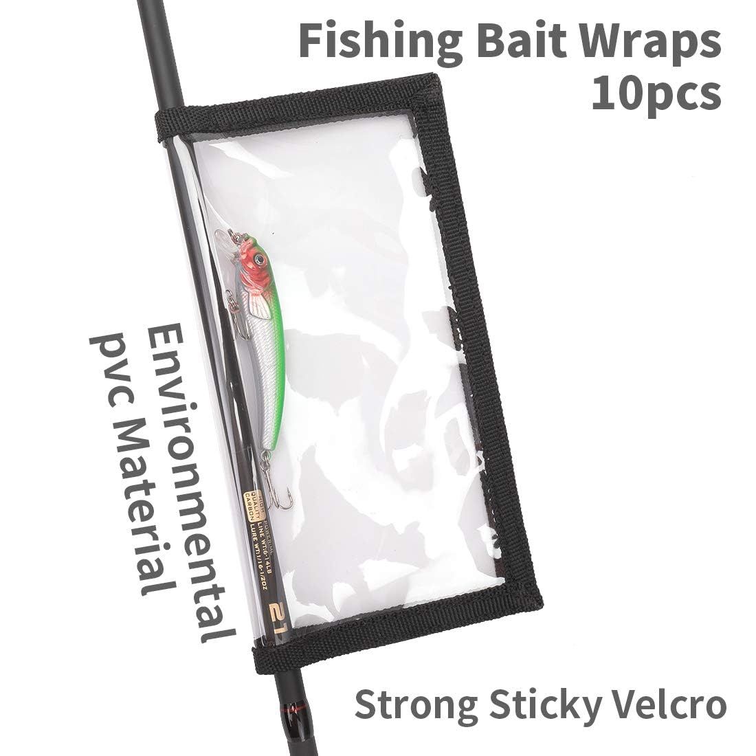 Fishing Lure Wraps 10 Packs Durable Clear PVC Lure Covers Keeps Fishing Safe Easily See Lures Fishing Hook Covers Bait Storage (10pcs 5L+5M)
