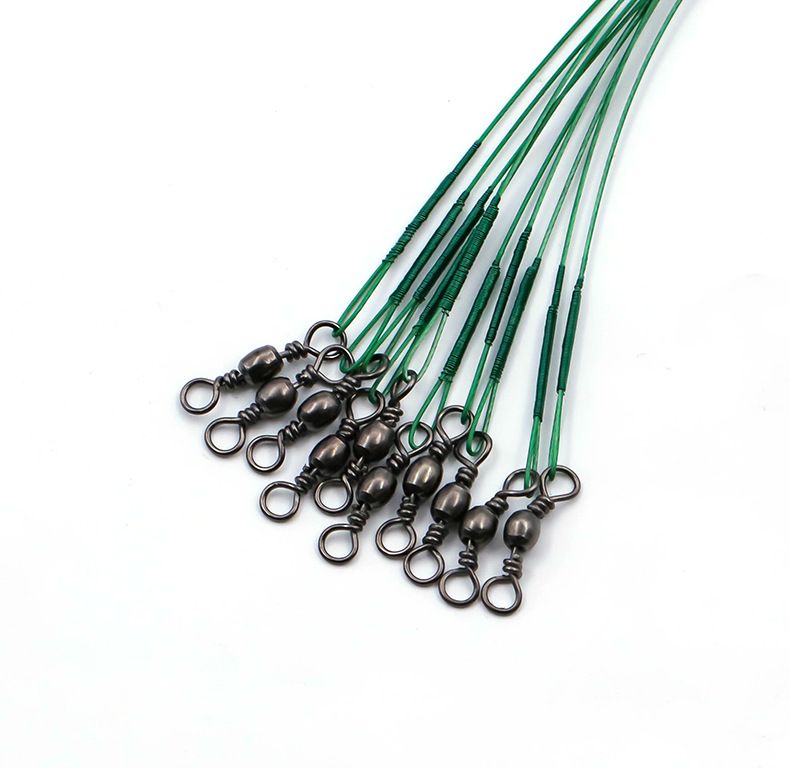 30pcs Fishing Wire Leaders Heavy Duty Fishing Stainless Steel Wire Leaders High Strength Fishing Leaders with Swivels and Snaps Green