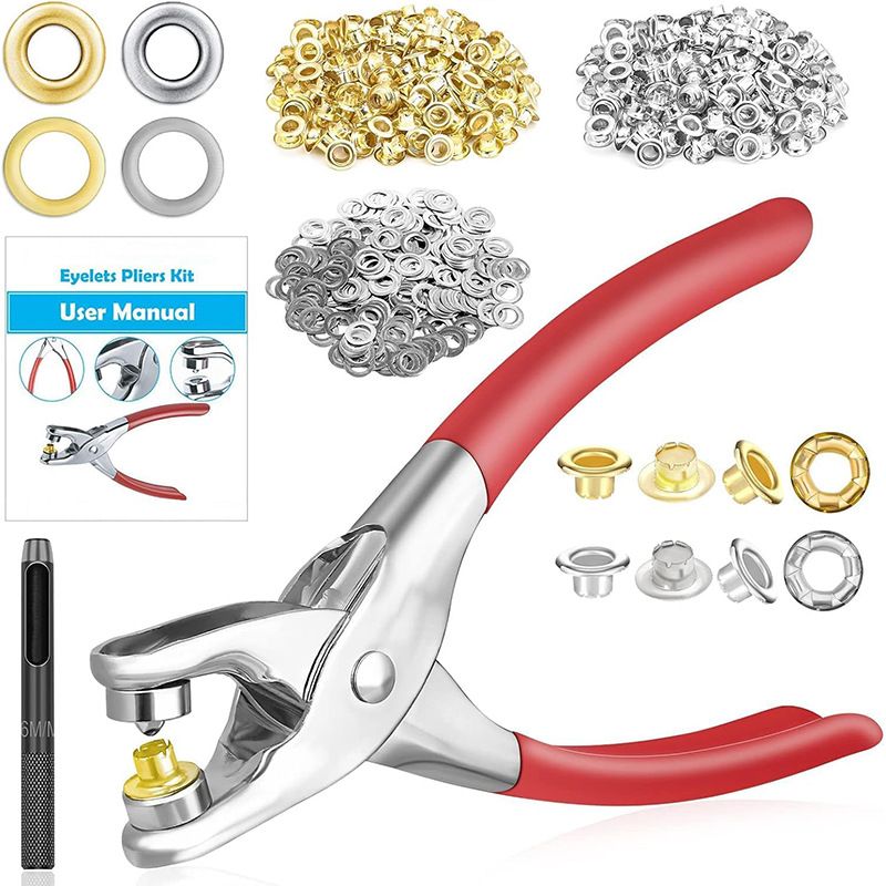150Pcs 12mm Grommet Tool Kit, Grommet Kit, Eyelet Kit with Leather Hole Punch Pliers, 150 Metal Eyelets and Grommets in Gold and Silver for Leather, Shoes, Fabric, Belt