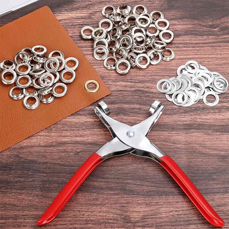 150Pcs 12mm Grommet Tool Kit, Grommet Kit, Eyelet Kit with Leather Hole Punch Pliers, 150 Metal Eyelets and Grommets in Gold and Silver for Leather, Shoes, Fabric, Belt