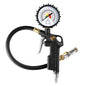 Tire Inflator Deflator Air Pressure Gauge with Rubber Hose,  Dial Wheel Inflator Gage with Straight Brass Lock-on Chuck Compatible with Air Pump Compressor for  Car Motorcycle Bike