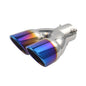 Inlet Dual Exhaust Muffler ,Chrome Exhaust ,Universal Bolt-On Double Tube Exhaust Muffler (Blue,Curved)