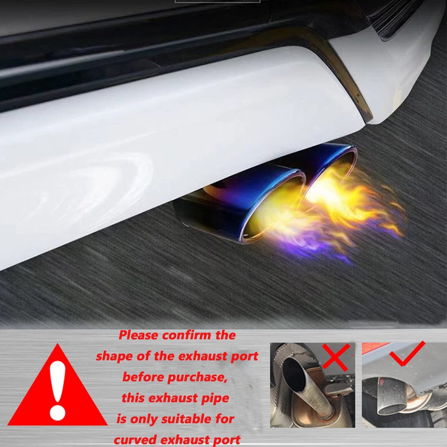 Inlet Dual Exhaust Muffler ,Chrome Exhaust ,Universal Bolt-On Double Tube Exhaust Muffler (Blue,Curved)