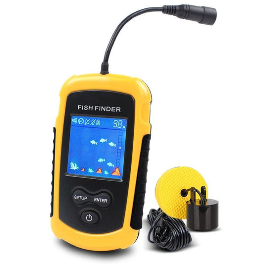 Portable Fish Depth Finder Water Handheld Fish Finder Sonar Castable Kayak Boat Fishfinder Transducer Fishing LCD Display （23*6.5cm)