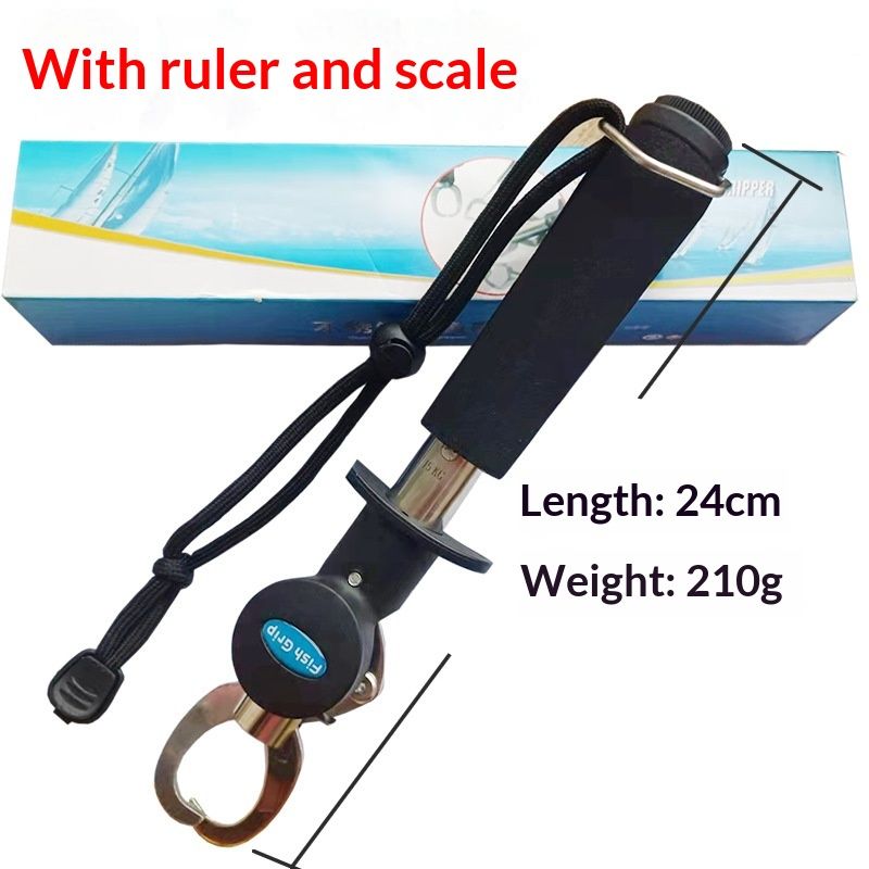 Fish Lip Gripper with Weight Scale and Measuring Tape Fish Scales Grip Grabber Professional Fish Holder Stainless Steel Fish Lip Grabber Fish Lip Grip Tool