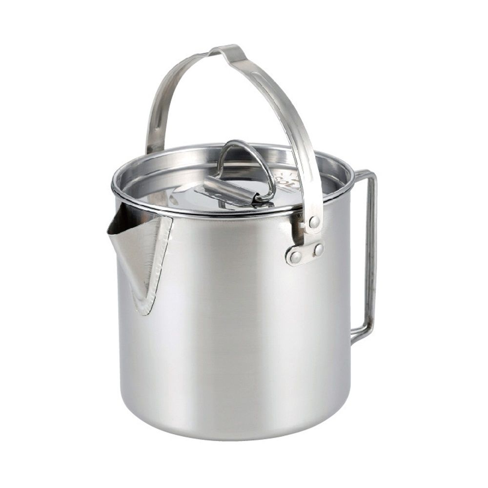 Camping Tea Kettle, PortableCoffee Pot, Outdoors Camping Pot, with Handles and with Lids for Camping Hiking Picnic Camping, Silver